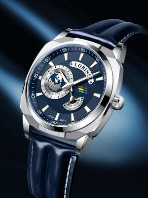 Robini Genuine Men's Earth Watch Men's Sports Large Dial Square Trendy Fashionable Dynamic Mechanical Watch Men's Watch