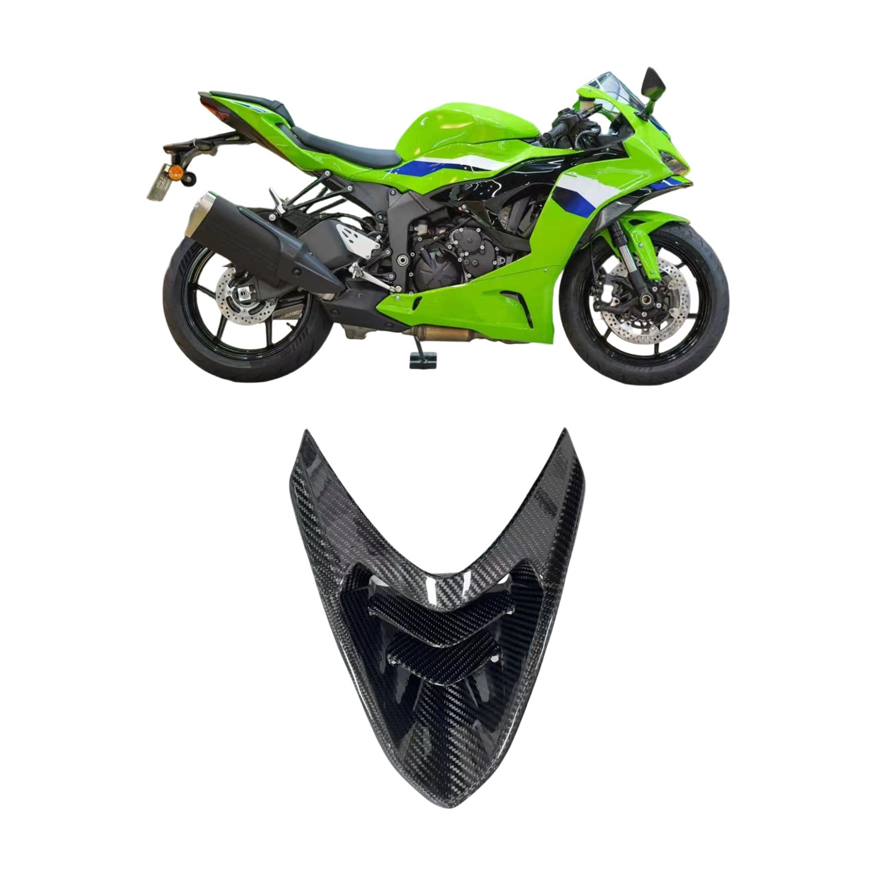 适用于川崎ZX-6R 636 24-25款 改装碳纤维进气口车头进风口外壳