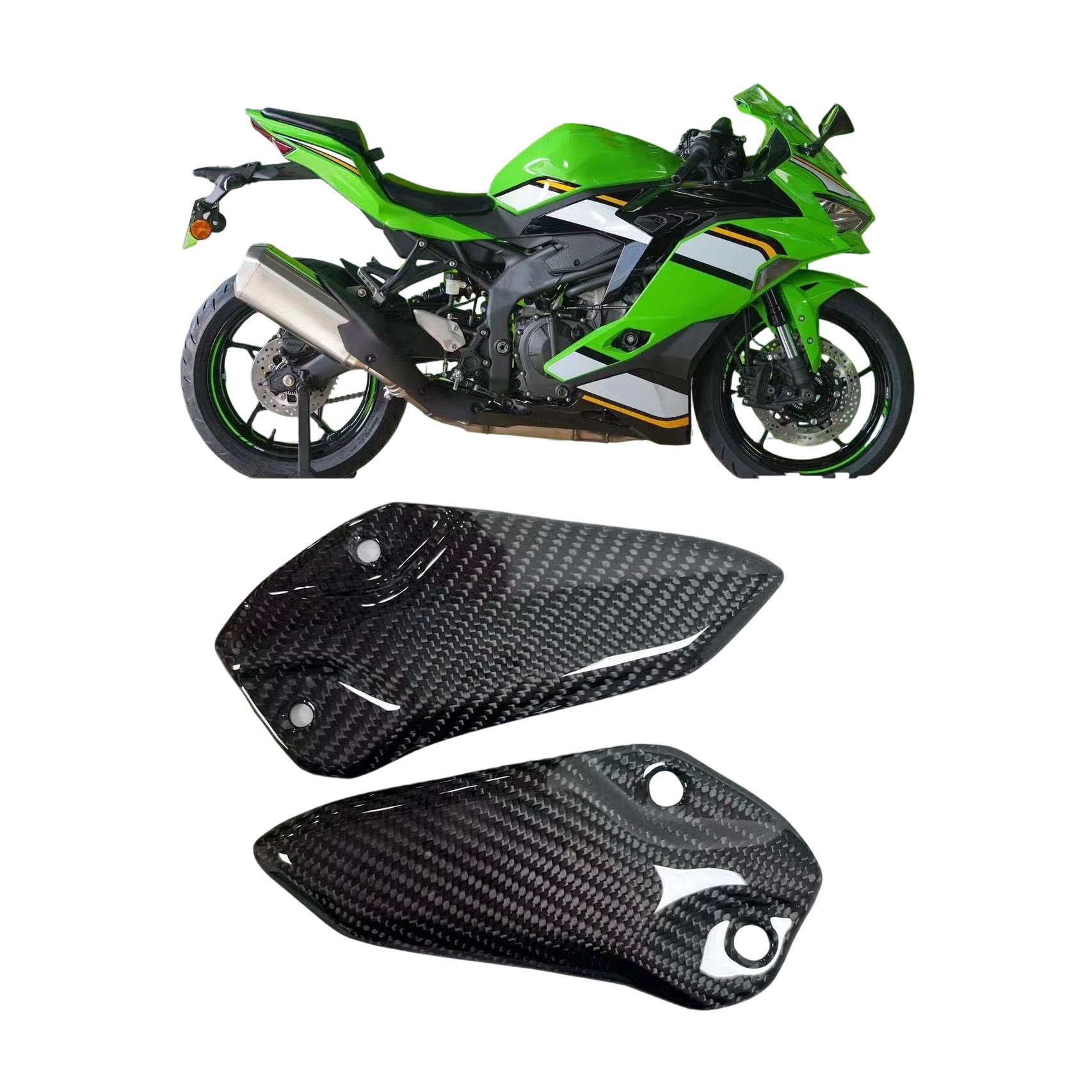 适用川崎ZX4R/ZX4RR改装碳纤维脚踏板ZX25R脚踏护板脚踏翅膀外壳