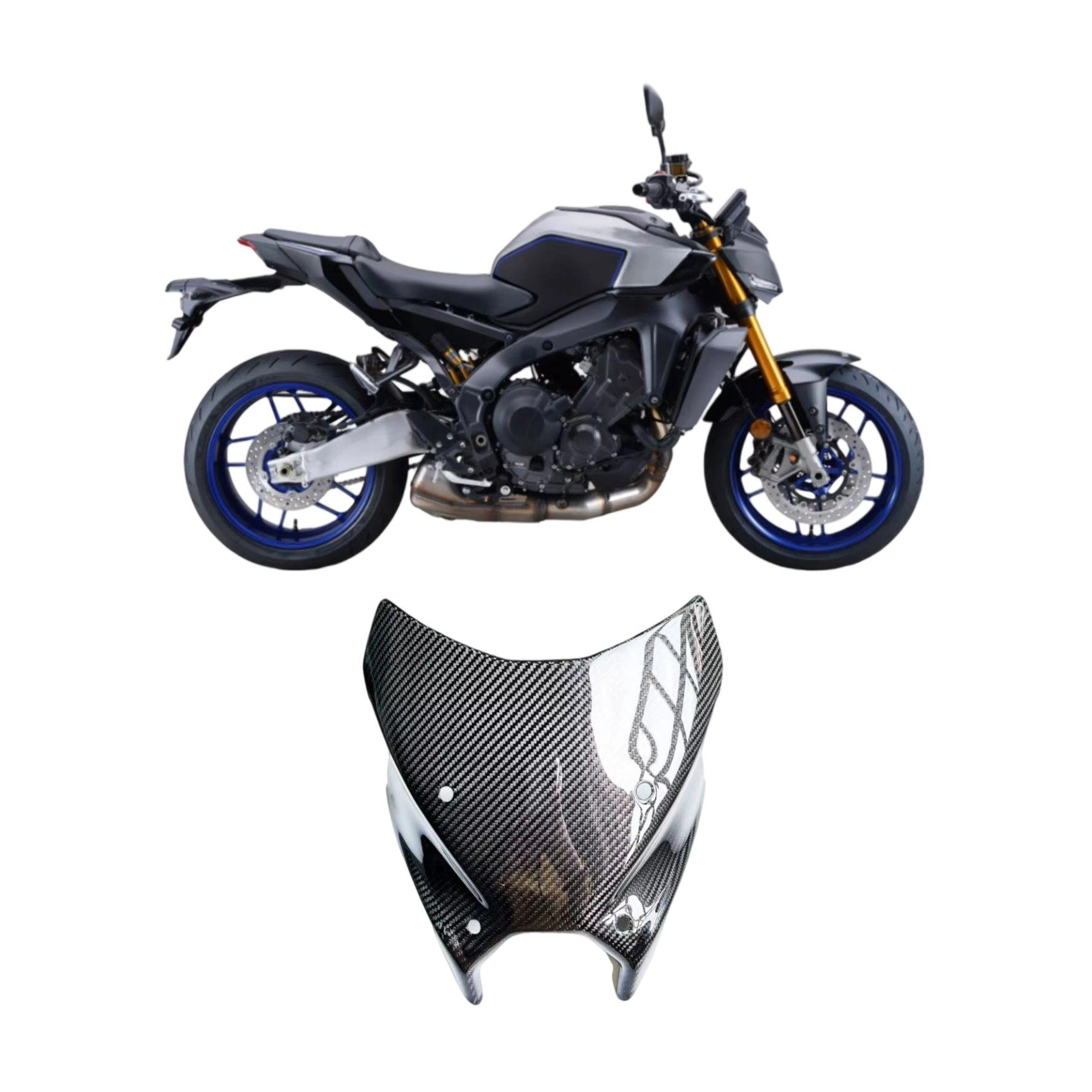 适用YAMAHA 雅马哈 MT-09 MT09 改装碳纤维挡风 2024