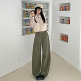 美式复古新款秋冬拖地弯刀裤长裤慵懒风宽松休闲显瘦垂感舒适，女装休闲裤，奇怪漫猴工厂店