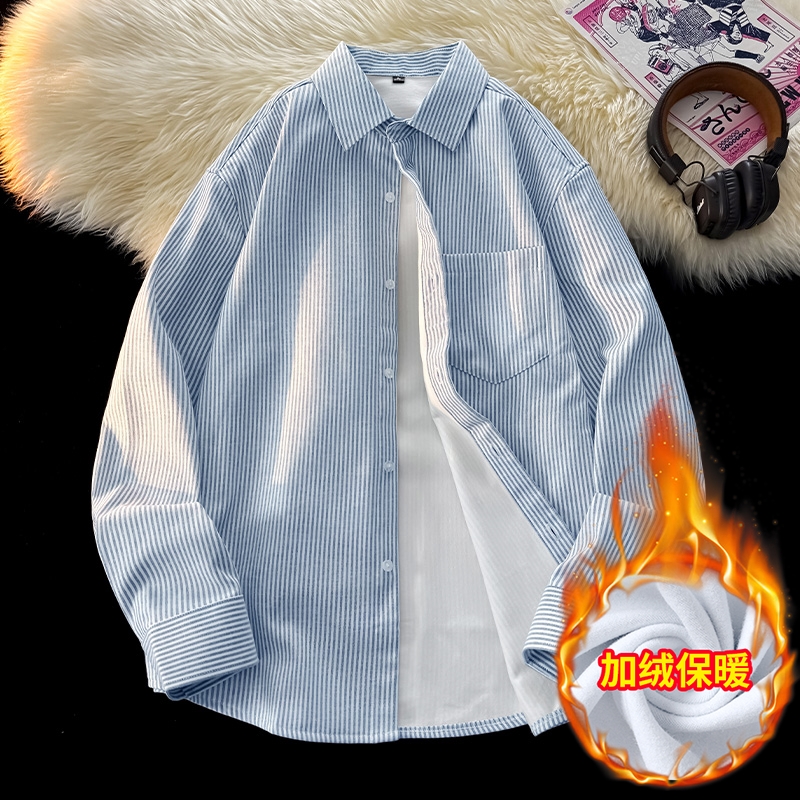 主推款2025新款秋冬季加绒衬衫男士长袖加绒保暖衬衣男士，男装衬衫，奇怪漫猴工厂店