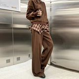 秋冬新款美式复古长袖百搭宽松运动半裙裤连帽外套套装垂感慵懒，女装连体裤，奇怪漫猴工厂店