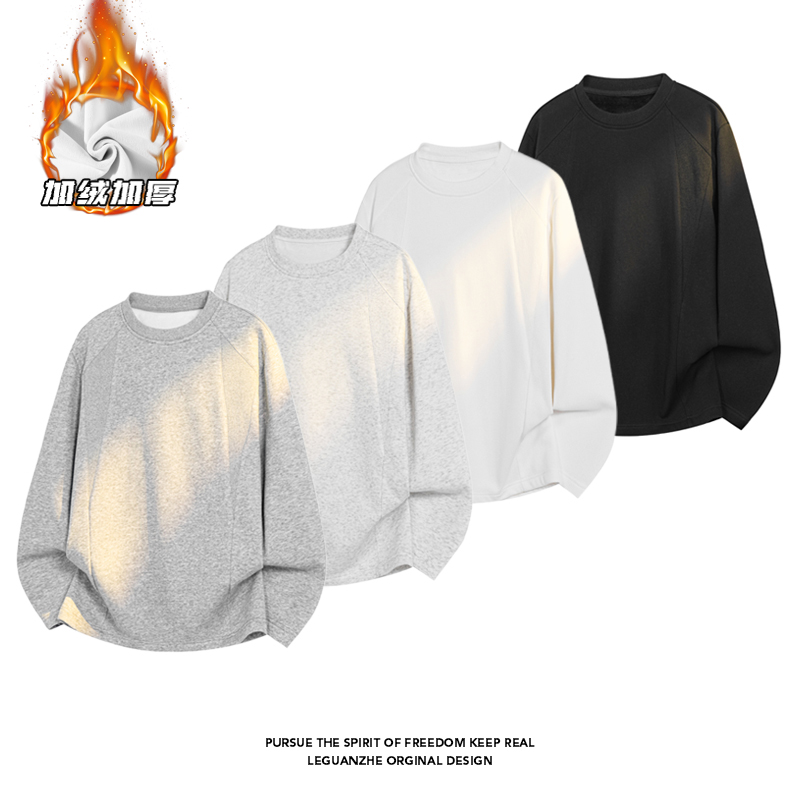 2025HT25711加绒白底大码圆领长袖T恤M-5XHT25947-特P24，男装T恤，奇怪漫猴工厂店