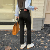 黑色直筒牛仔裤女2025新款秋季高腰宽松显瘦九分窄版烟管裤子，女装休闲裤，奇怪漫猴工厂店