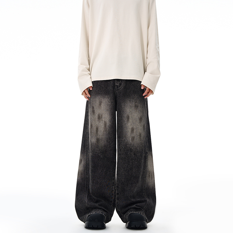 2025秋冬美式dirtyfit做脏复古怀旧宽松直筒牛仔裤男潮青少年长裤，男装牛仔裤，奇怪漫猴工厂店