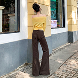 美式复古微喇牛仔长裤秋冬加绒保暖舒适百搭修身显瘦垂感拖地慵懒，女装休闲裤，奇怪漫猴工厂店