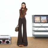 美式复古微喇牛仔长裤秋冬加绒保暖舒适百搭修身显瘦垂感拖地慵懒，女装休闲裤，奇怪漫猴工厂店