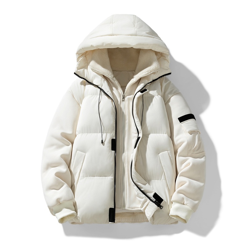 情侣款假两件连帽棉衣新款秋冬潮流保暖棉服青少年时尚百搭加厚外，男装棉衣，奇怪漫猴工厂店