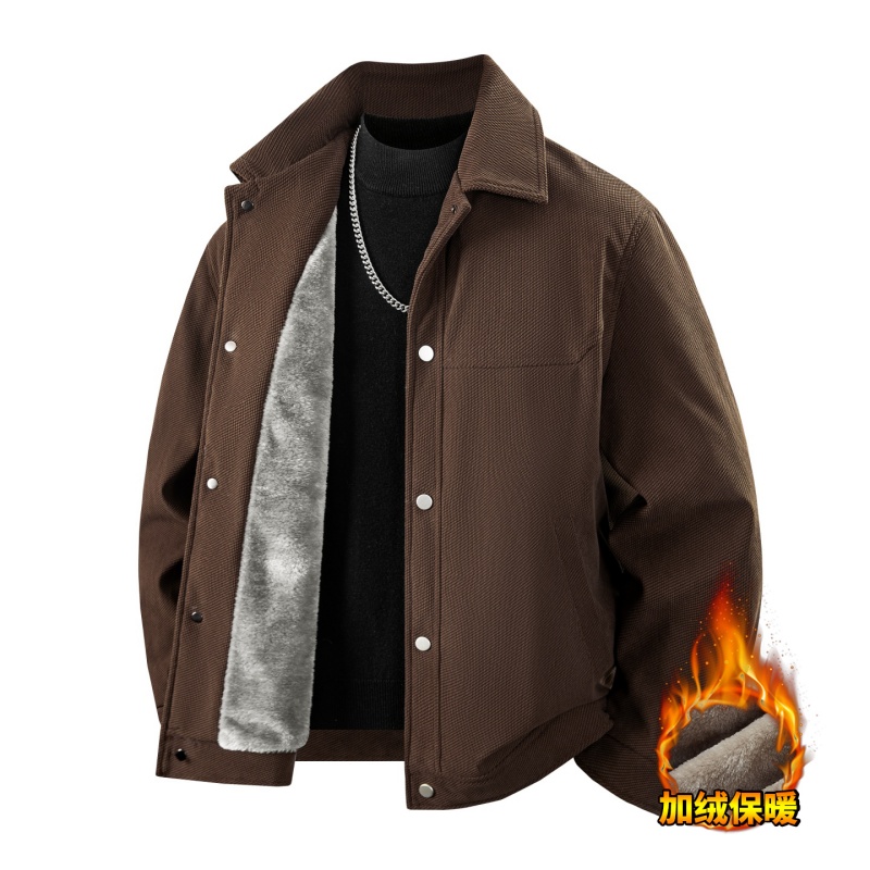 加绒外套男夹克美式翻领飞行夹克男士冬季加绒保暖外套纯色上衣，男装休闲裤，奇怪漫猴工厂店