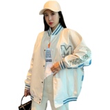 2024春秋休闲棋盘格刺绣棒球服宽松学生中性夹克A436-5760-P88，男装夹克，电商A436