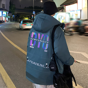 918 冬季新款港风90%白鸭绒羽绒服男炫彩印花外套图片