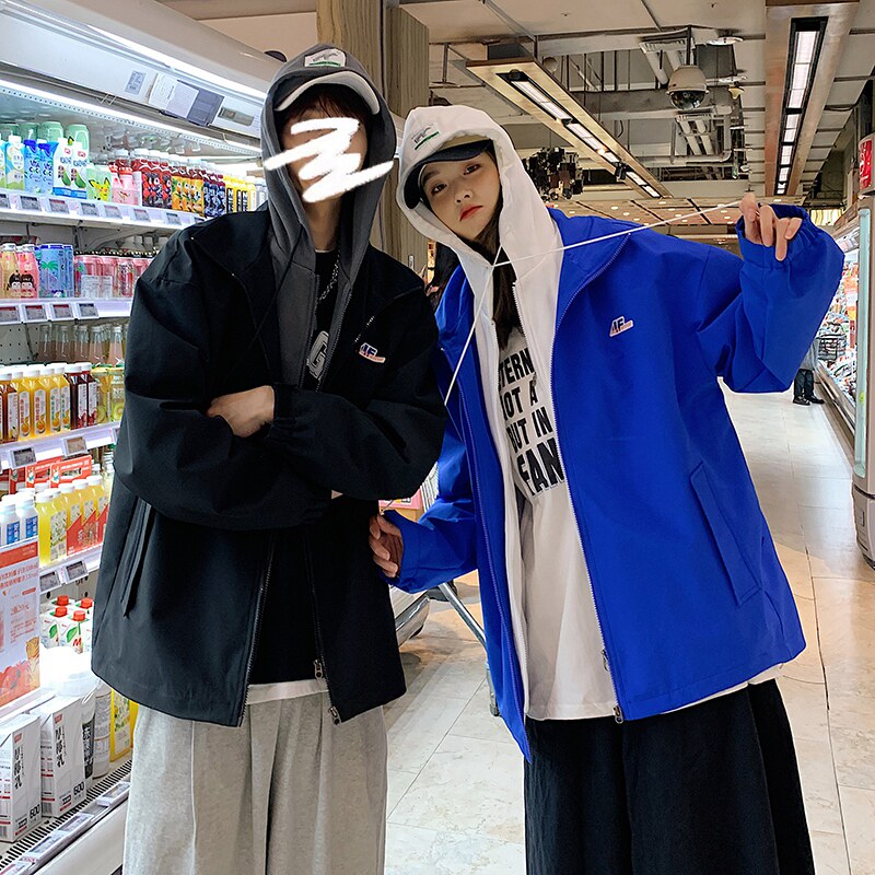2022港风情侣外套男潮春秋新款连帽宽松韩版夹克A436-2123-P75,男装夹克,电商A436