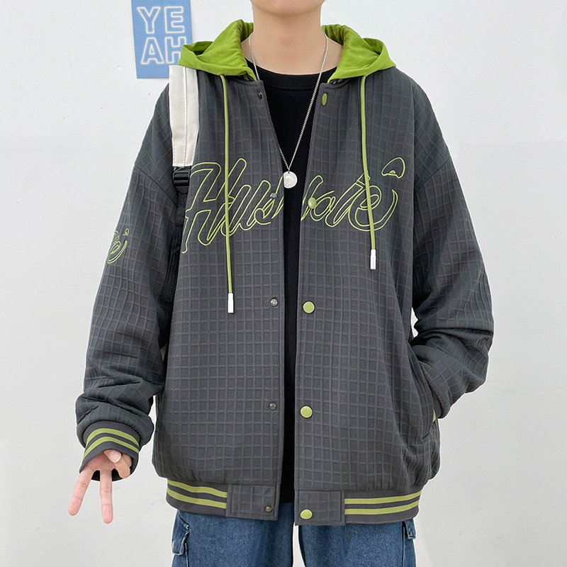 A436-6705-P852023春季新款港风宽松连帽棒球服休闲青年夹克外套,男装夹克,电商A436