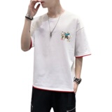 主推2024新款潮休闲假两件潮牌纯棉t恤男夏A436-2110-P30，男装T恤，电商A436