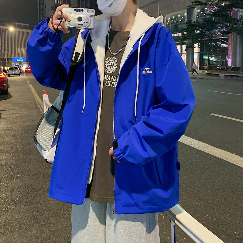 2024新款潮牌宽松休闲男士克莱因蓝假两件外套男A436-2123-P75,男装夹克,电商A436