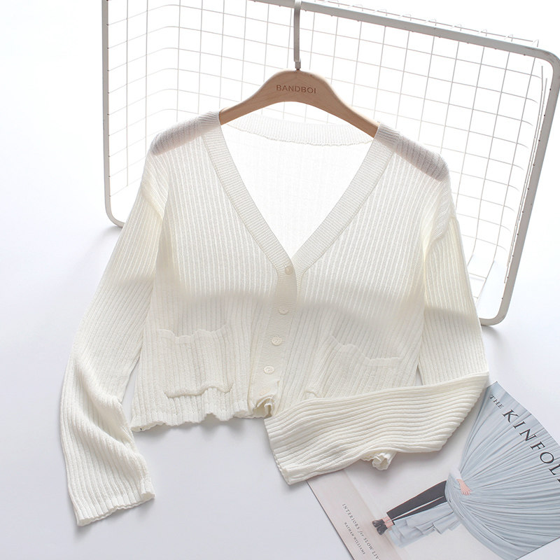 短款外搭冰丝针织开衫女薄款配裙子的小外套披肩夏季空调衫防晒衫