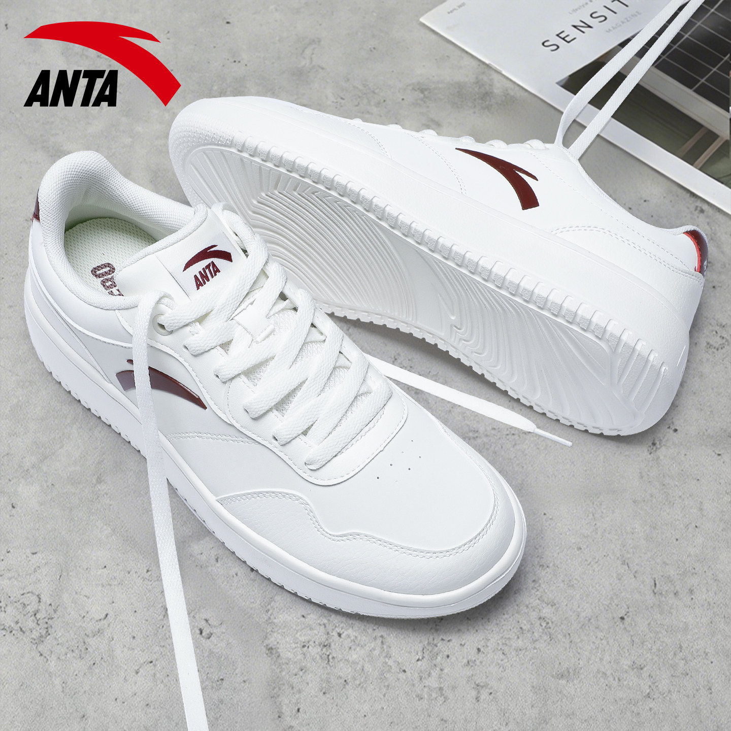 安踏男鞋官方正品板鞋学生轻便白色系带休闲运动鞋低帮小白鞋子男,运动鞋new,板鞋,淘宝优惠券,粉丝福利购,淘宝优惠卷