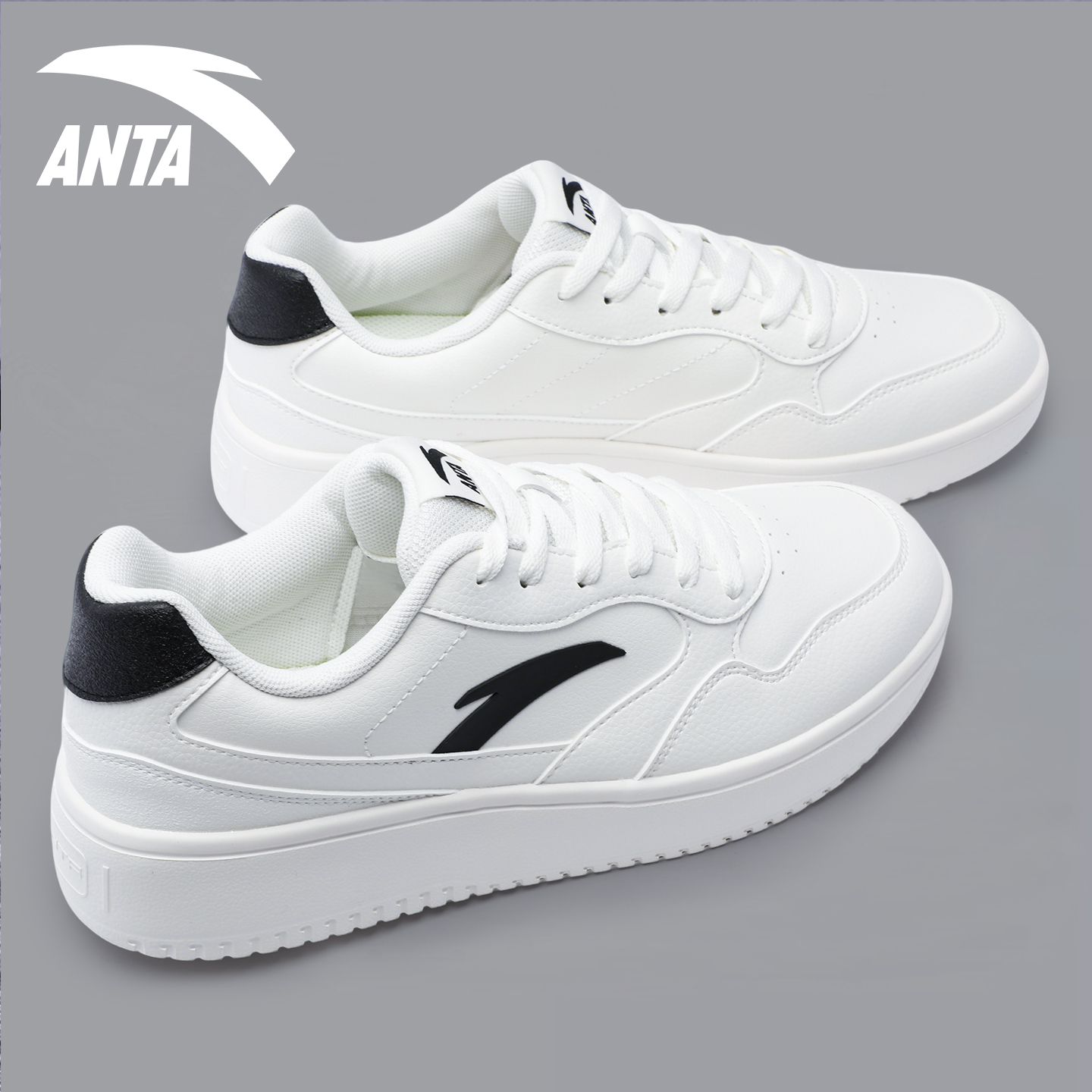 安踏男鞋皮面休闲滑板运动鞋男