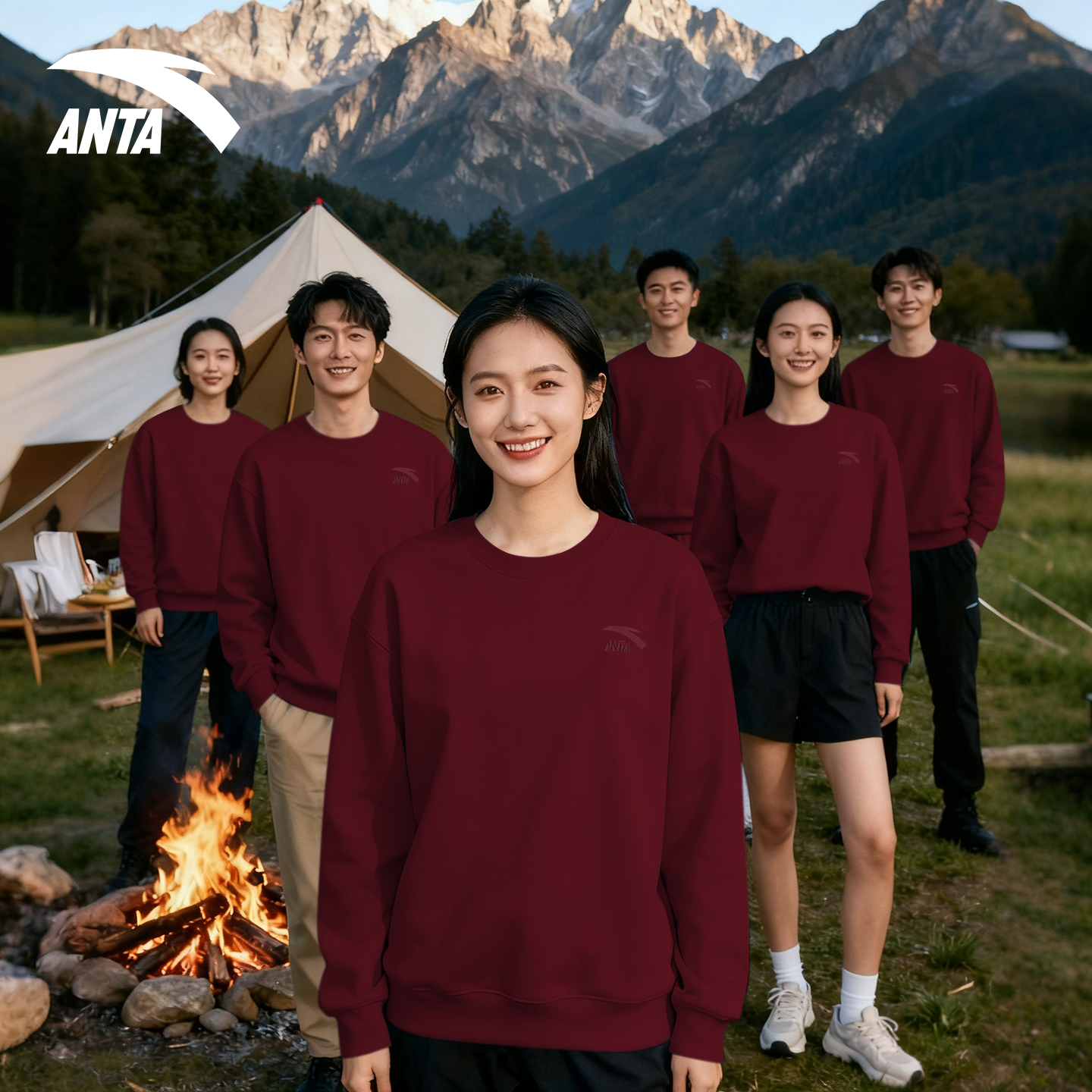 安踏卫衣男女秋冬团建班服装长袖