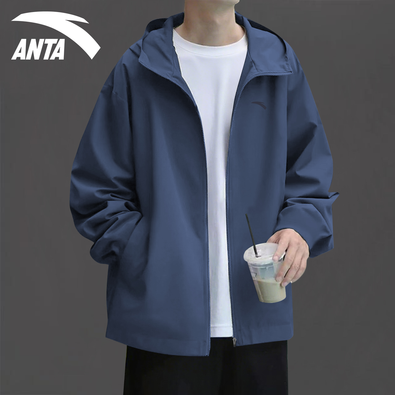 安踏外套男风衣2025秋季连帽夹克