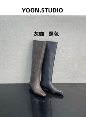 【YOON尹儿】平跟2.5cm时尚长筒时装靴高筒靴百搭方头秋冬6128