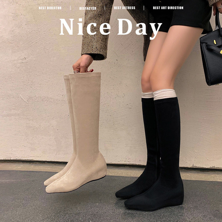 【YOON尹儿】瘦瘦靴内增高4cm时尚百搭尖头秋冬时装弹力靴F1868-8,女鞋,时装靴,淘宝优惠券,粉丝福利购,淘宝优惠卷