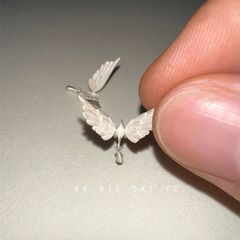 如蝶在野 云羽之翼~磨砂飞鸟耳钉小众清冷高级感钛钢平底耳骨钉