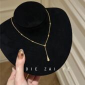 如蝶在野 瑞秋项链中古轻奢千金高级水滴小蛮腰锁骨链秋冬毛衣链