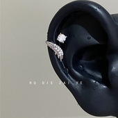 如蝶在野 绝美天使羽翼耳骨钉钛钢小众独特翅膀缠绕闪钻耳钉女