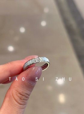 钛钢不掉色白贝母戒指小众设计高级镶钻精致时尚优雅素圈指环百搭