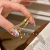 如蝶在野 vintage中古编织金色银色表带手链女复古轻奢高级感手饰