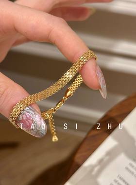 如蝶在野 vintage中古编织金色银色表带手链女复古轻奢高级感手饰