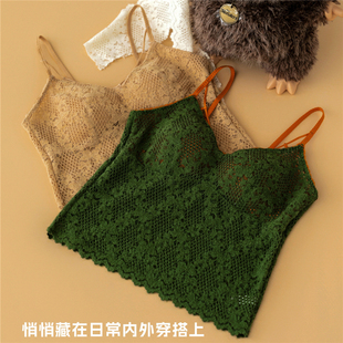 云朵绒保暖背心女带胸垫一体式 文胸罩小胸聚拢吊带 内搭内衣打底衫