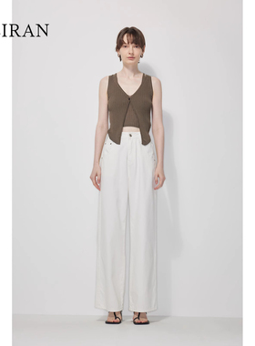 【为面料买单】未染WeiRan牛仔裤女1015高腰纯棉阔腿白色牛仔长裤