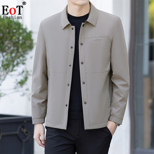 秋冬季新款中年男士轻薄翻领短款羽绒服商务休闲高端鸭绒夹克外套