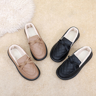 冬季中老年女棉鞋防滑防雨雪加厚加绒妈妈鞋保暖平底雪地短靴棉托