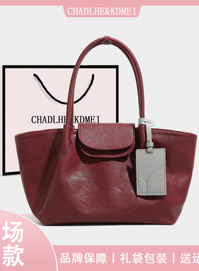小众红色大容量托特包包女2025秋冬新款高级感通勤手提包单肩大包