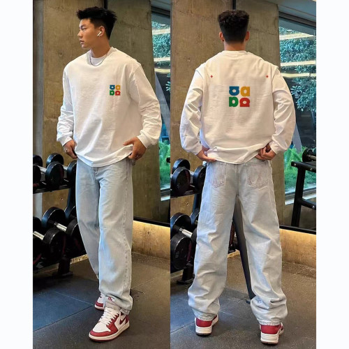 美式潮牌高级感字母印花长袖T恤