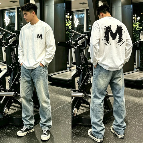 美式高街hiphop痞帅印花t恤男