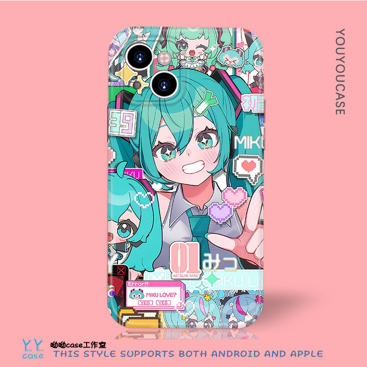 复古像素风初音未来miku拼贴适用于iPhone17promax苹果13菲林光面硬壳opporeno15小米14一加ace6安卓手机软壳