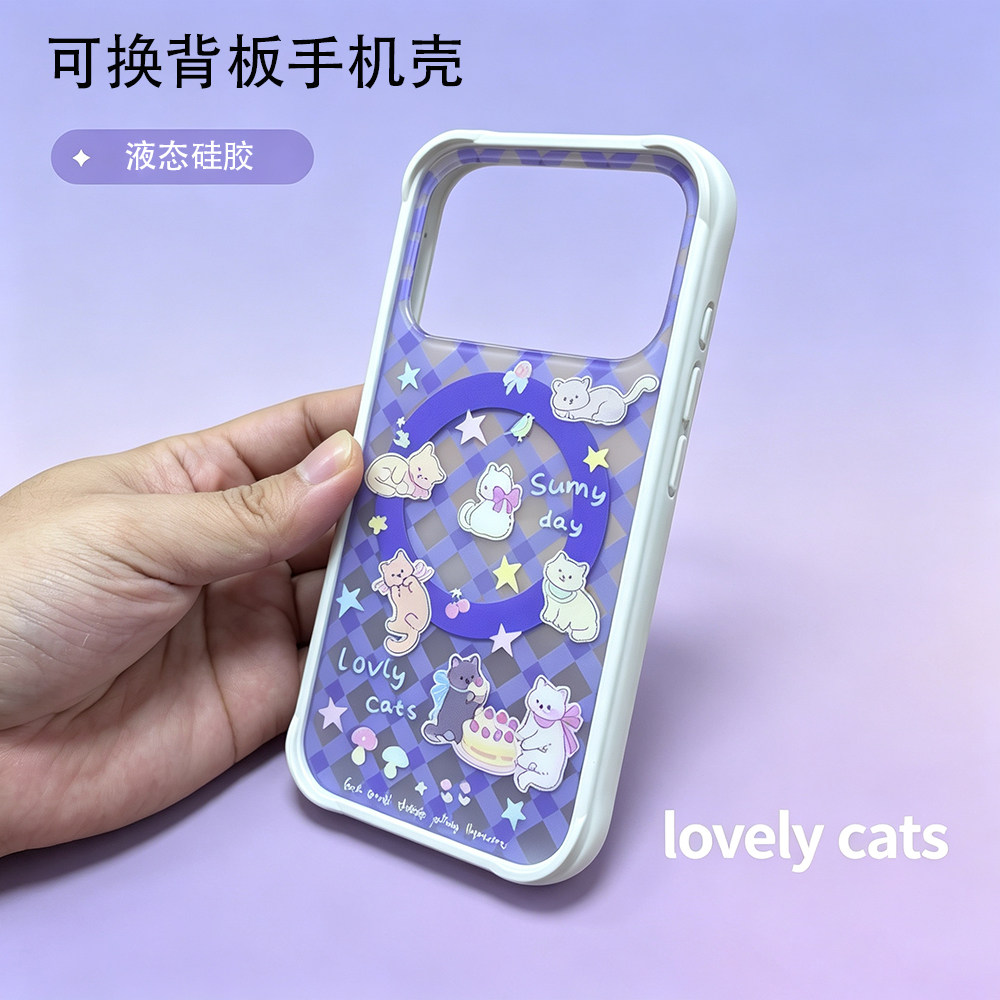 可爱猫咪液态硅胶苹果防摔手机壳