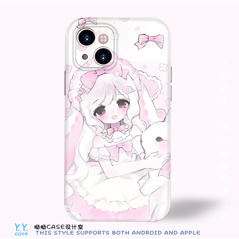 粉色洛丽塔兔子女孩甜美风适用iPhone17promax苹果16全包菲林亮面软华为mate70opporeno13荣耀400硅胶手机壳