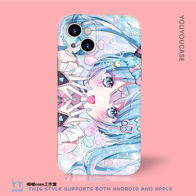 萌系可爱卡哇伊甜美女孩适用iPhone17promax苹果16菲林光面硬vivoiqoo15opporeno14红米K80P手机安卓硅胶软壳