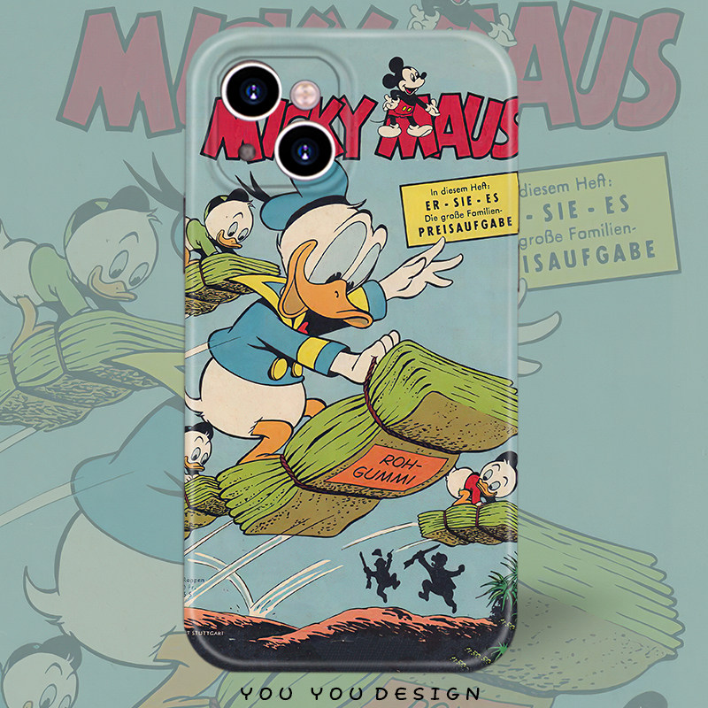 欢快复古动漫唐老鸭老鼠适用iphone14promax苹果13全包防摔手机壳