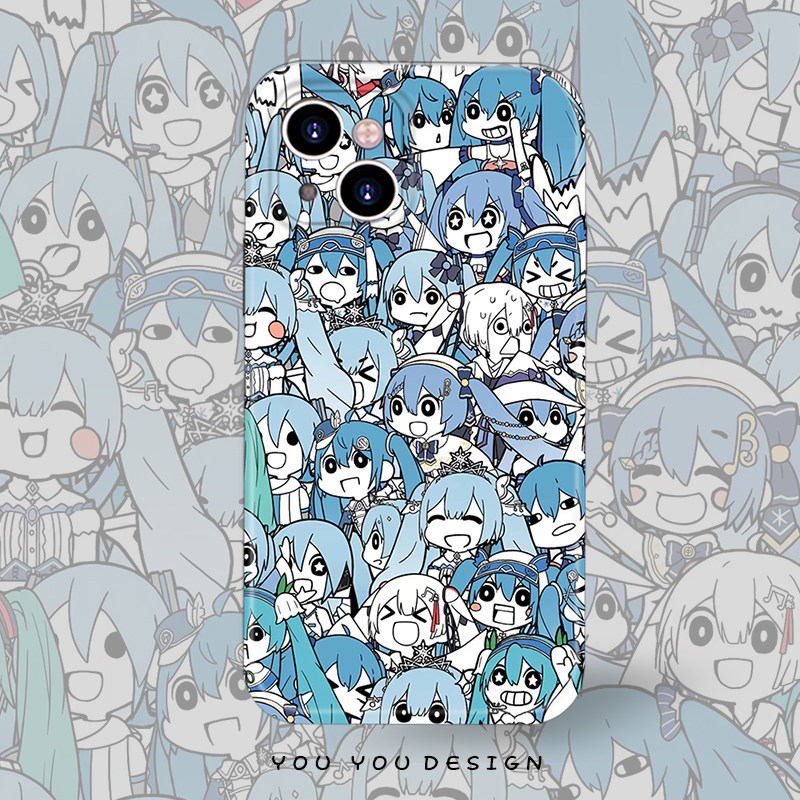 二次元卡通少女初音未来适用iPhone13苹果14proimd全包12防摔华为nova10荣耀60/小米11/青春版一加9r手机软壳