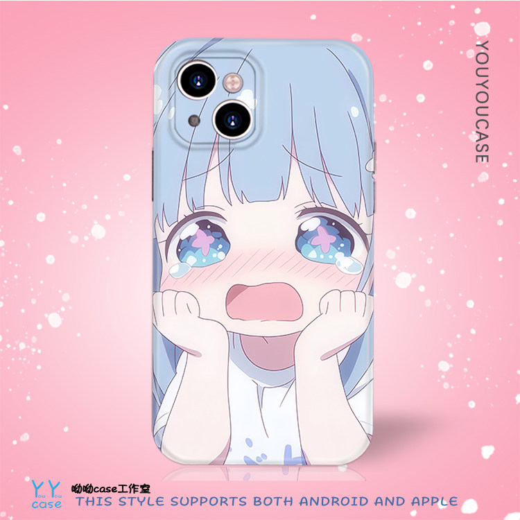 可爱日系动漫纯真萝莉哭泣老婆适用iPhone18promax苹果16plus全包光面菲林软oppoiqooneo8三星S24手机硬壳