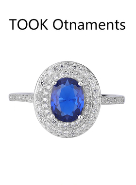 TOOK Otnament新款S925椭圆锆石戒指女气质时尚简约ins风精美指环