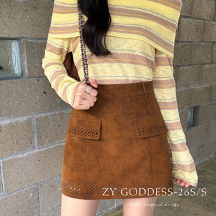 ZY GODDESS-问爆了复古胶片滤镜既视感韩版镂空肌理感半身裙