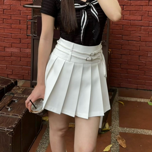 TOP CHAN LIN -院风百搭显瘦显腿长双腰带半身裙(配双腰带)